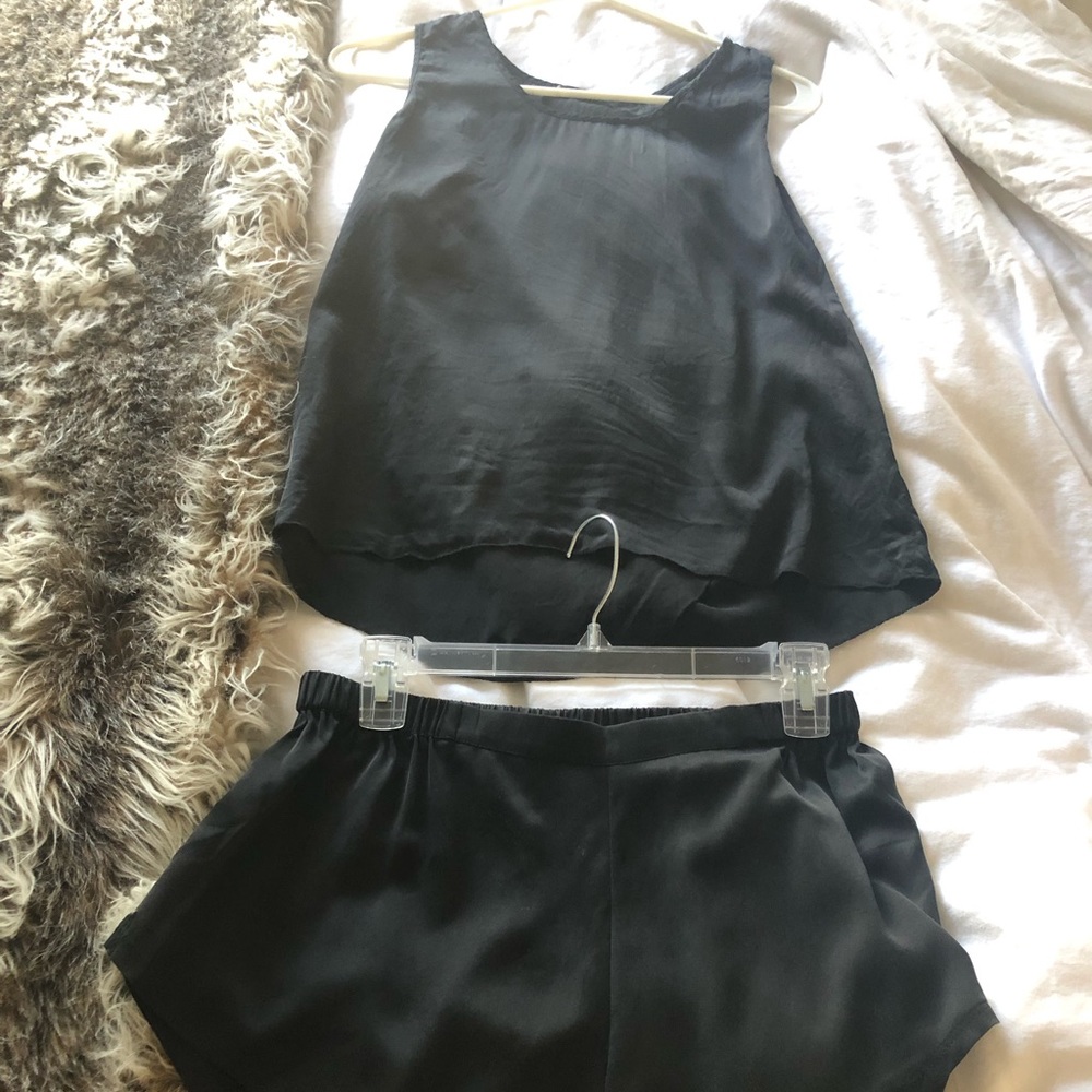 LUNYA washable silk pajama set - black M